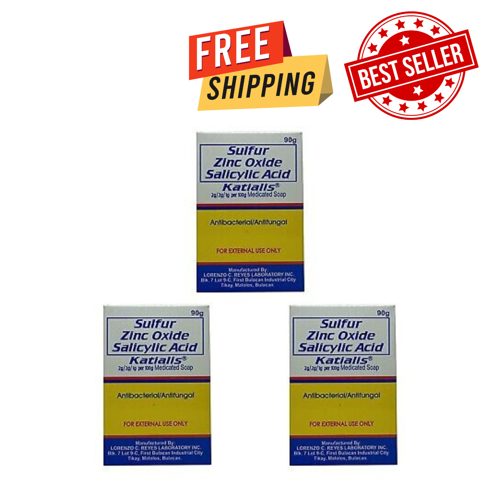 KATIALIS SOAP – Pack of 3 – Sulfur Zinc Oxide Salicylic Acid