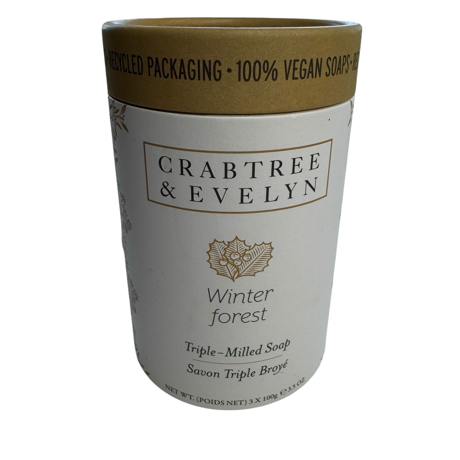 Crabtree & Evelyn WINTER FOREST 3 Round Soap Set 3.5 oz NIB