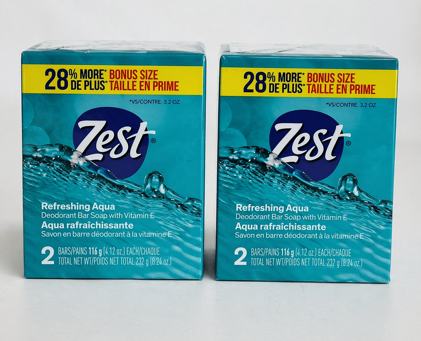 Zest Soap Refreshing Aqua Bath Bars 4.12 Ounce (Pack of 2)