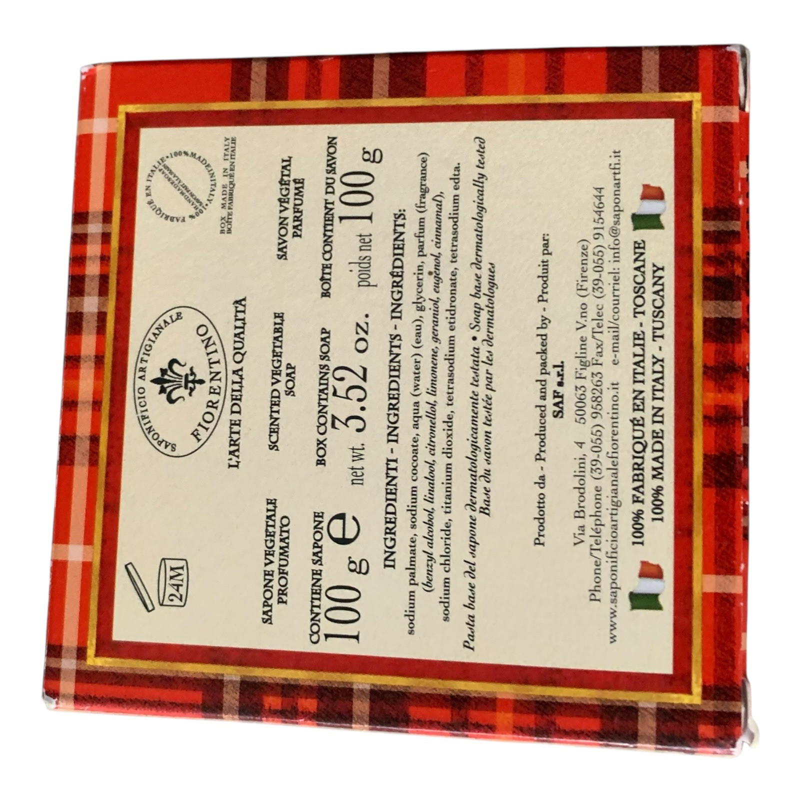 Almond Scented Soap Made in Italy Saponificio Artigianale Fiorentino 3.52 Oz “S”