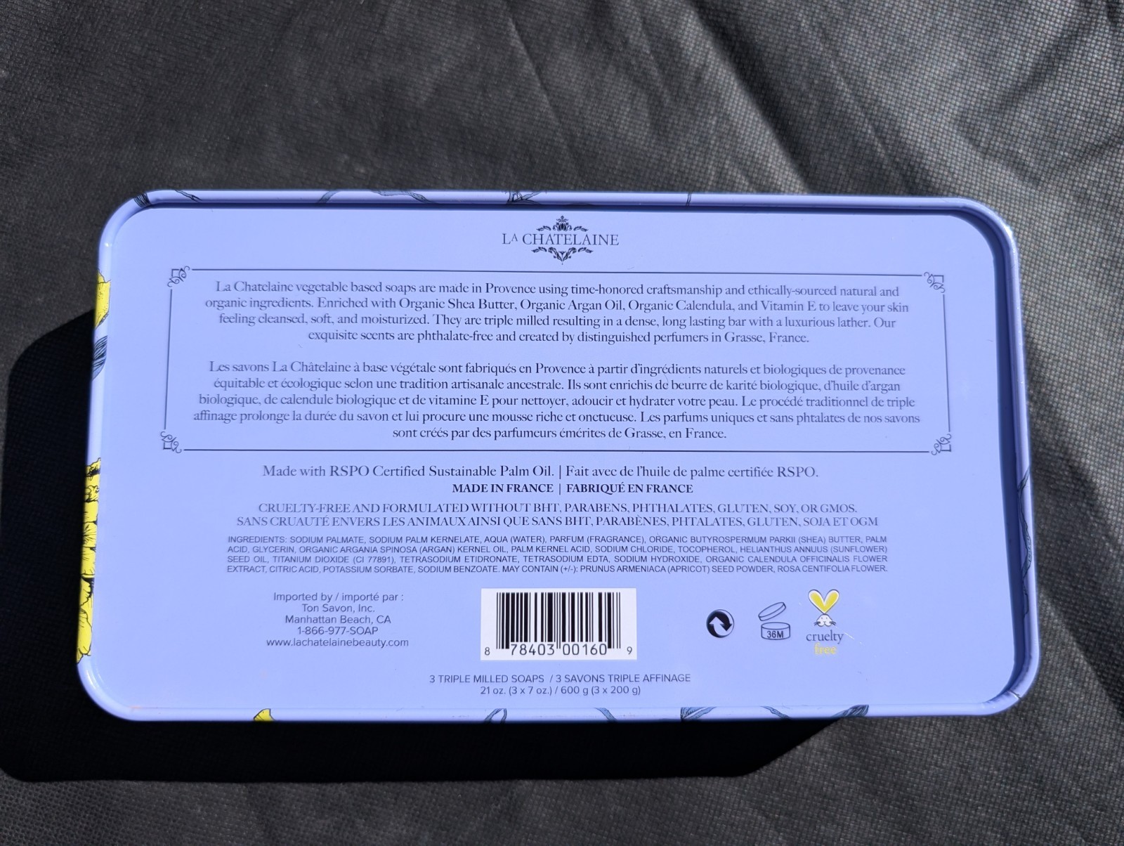 Luxury Bar Soap Trio Gift Set Tin | Made in France | Natural and Organic | Sh…