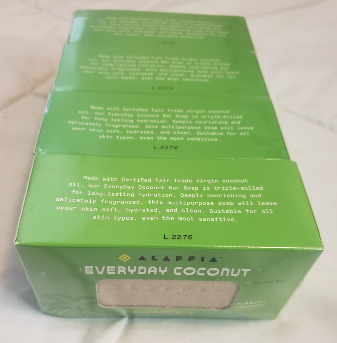 Alaffia Everyday Coconut Triple Milled Bar Soap Normal Very Dry Skin – Pack of 4