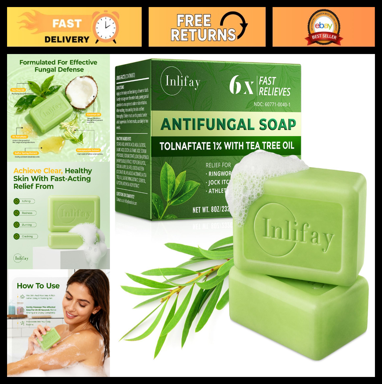 Antifungal Bar Soap with Tea Tree Oil – Fast Relief for Athlete’s Foot, Ringworm