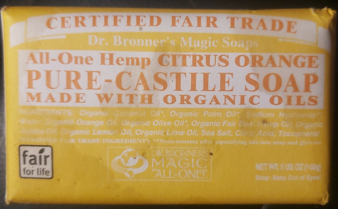 DR. BRONNER’S All-One Hemp CITRUS ORANGE Pure-Castile Bar Soap W/ Organic Oils