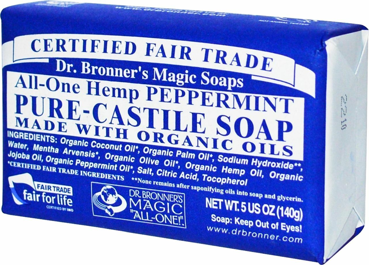1 BAR Dr. Bronner’s All-One Hemp Peppermint Pure-Castile Bar Soap 5 oz BRONNER
