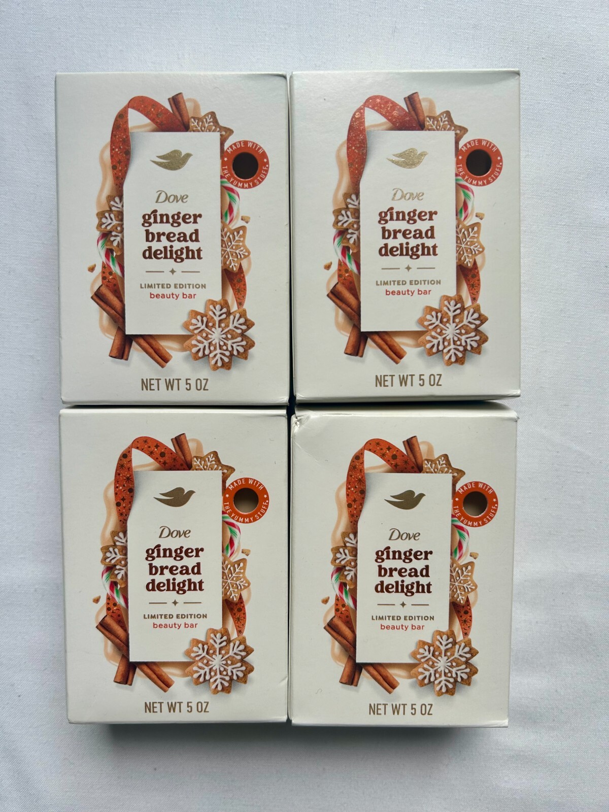 Lot of 4 Dove Ginger Bread Delight Limited Edition Beauty Bar Soap 5 oz Each