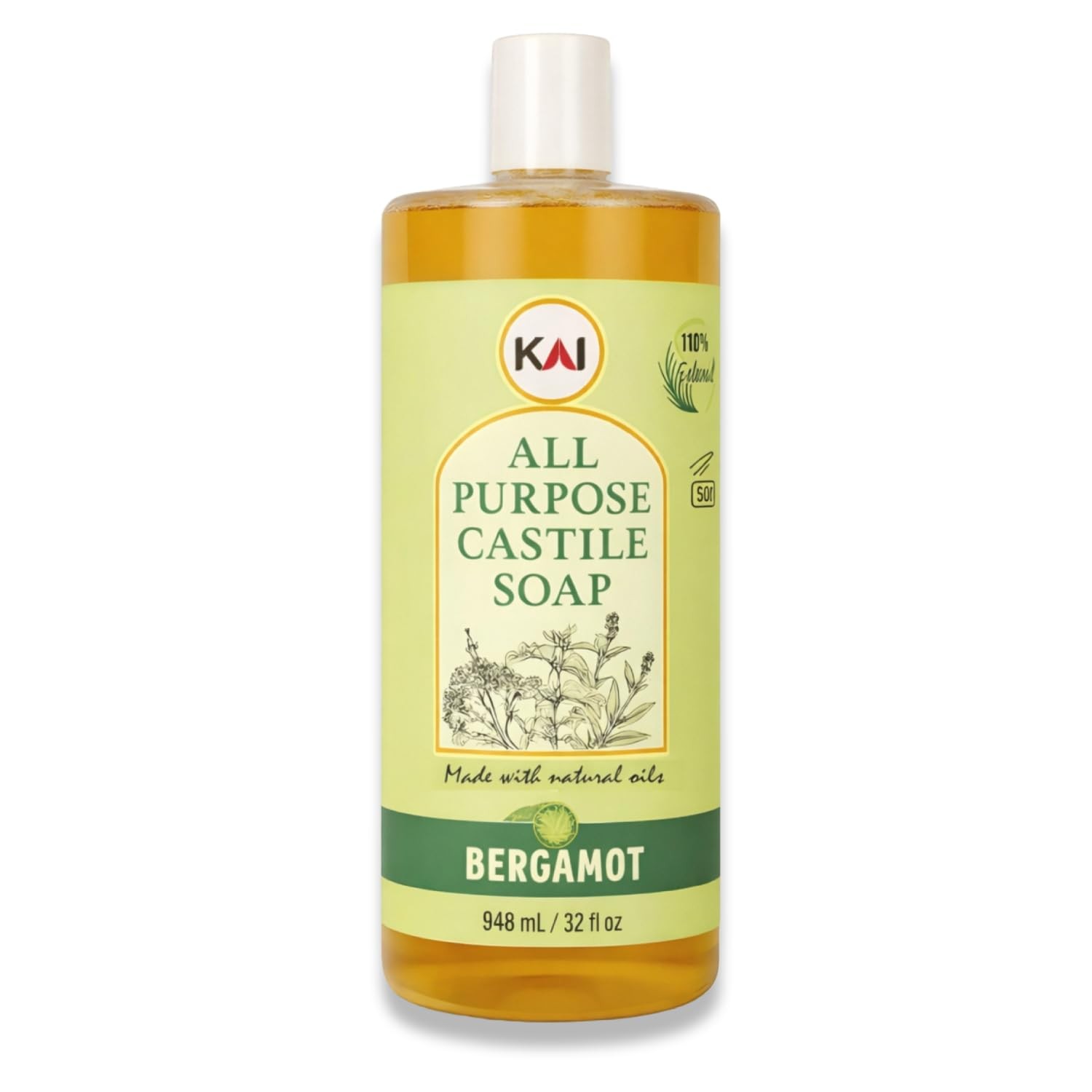 Bergamot Liquid Castile Soap; Concentrated and All-Purpose; Use for All Natur…