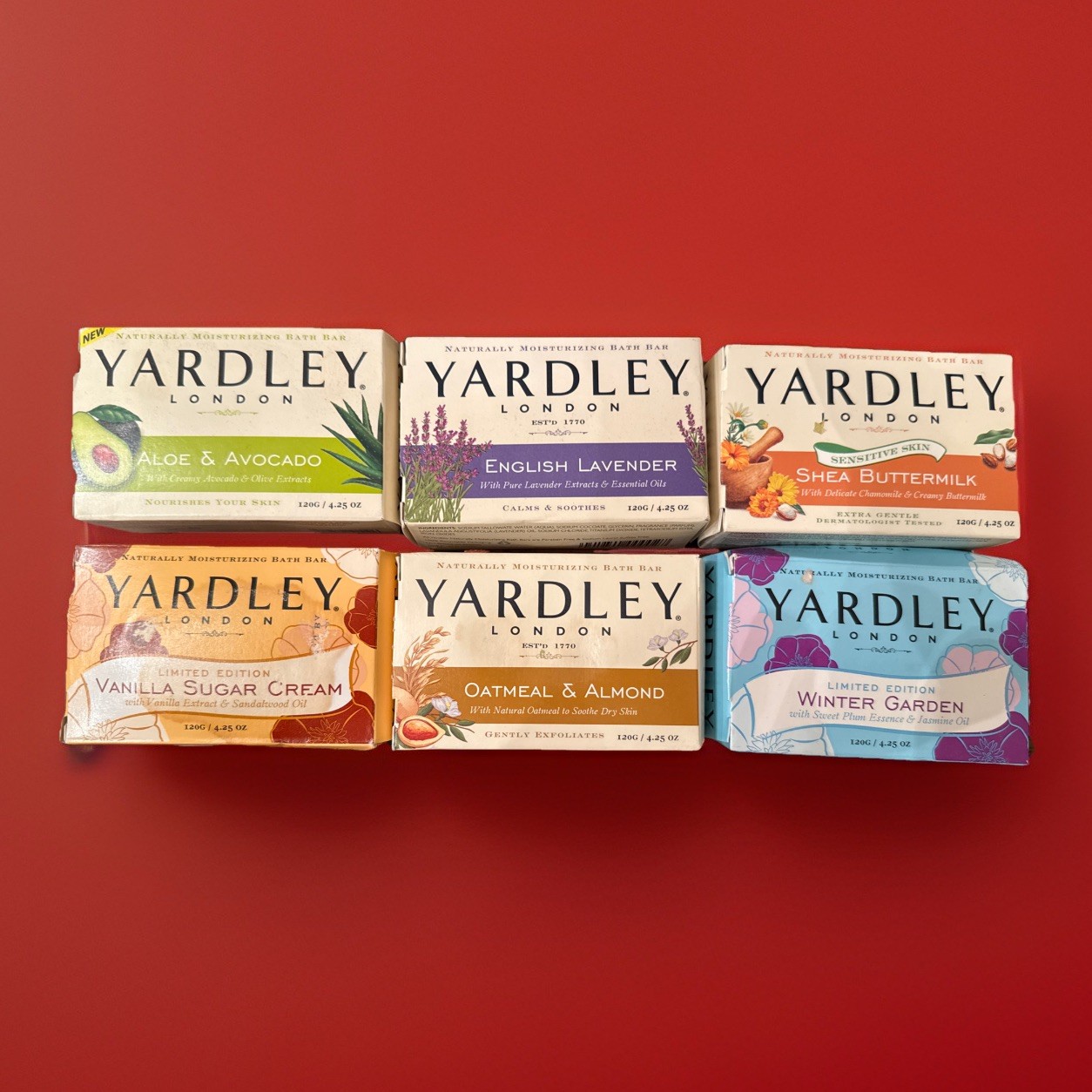 Yardley London Soap 4.25oz Bars, Hand Face Bundle 6-Pack as shown in pictures