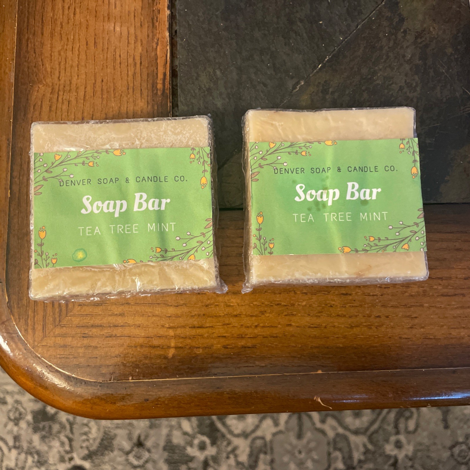 (2), 4 1/2 OZ Tea Tree Mint Scented Bath Soap Bar From Denver Soap & Candle Co.