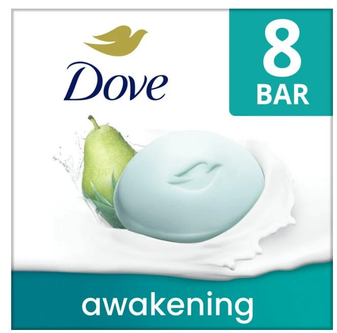 Dove Awakening Gentle Beauty Bar Soap All Skin Type, Pear and Aloe, 3.75 oz NEW