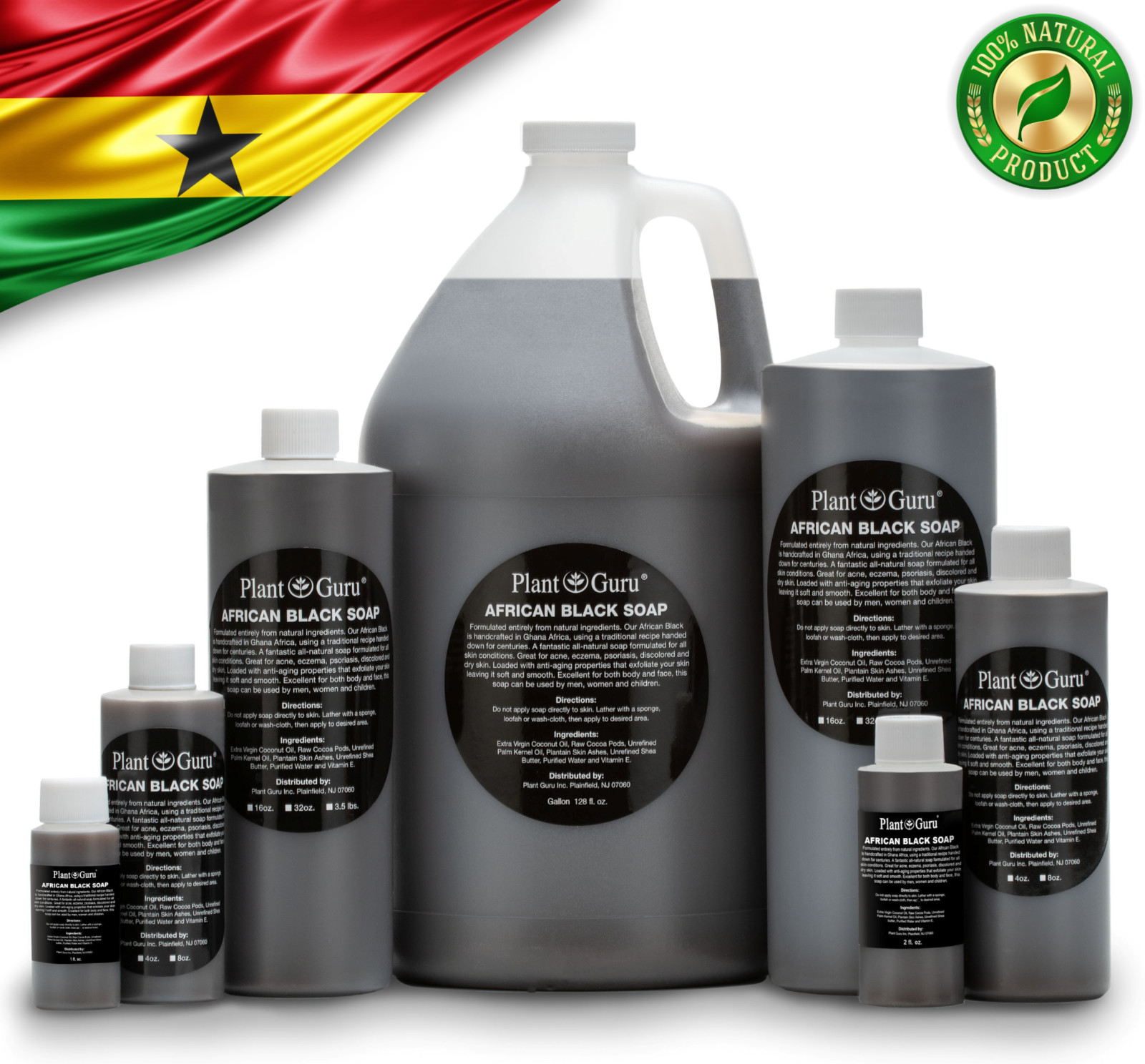 African Black Soap Liquid 8 oz. Raw 100% Pure Natural Organic Body Wash Shampoo