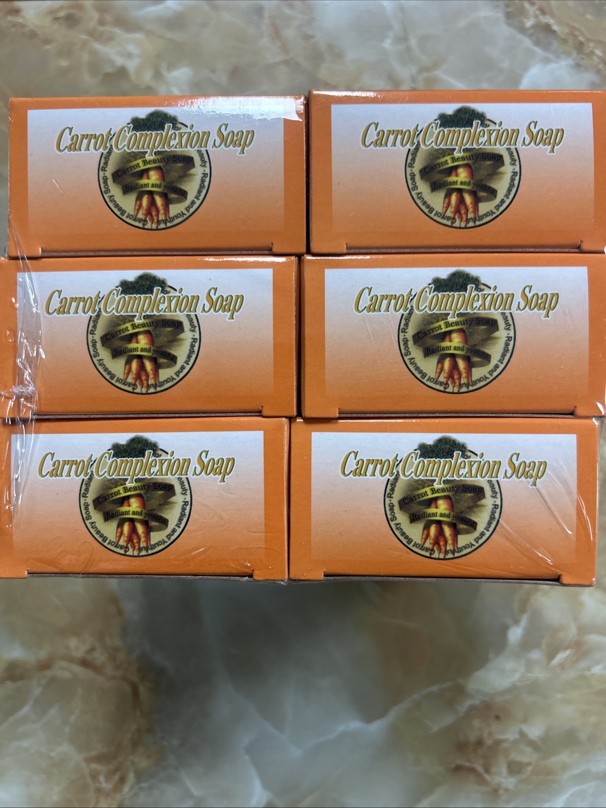 6-PACK LARGE 7 oz Beauty Bar “Carrot Complexion Soap” Skin Tone Improvement 200g