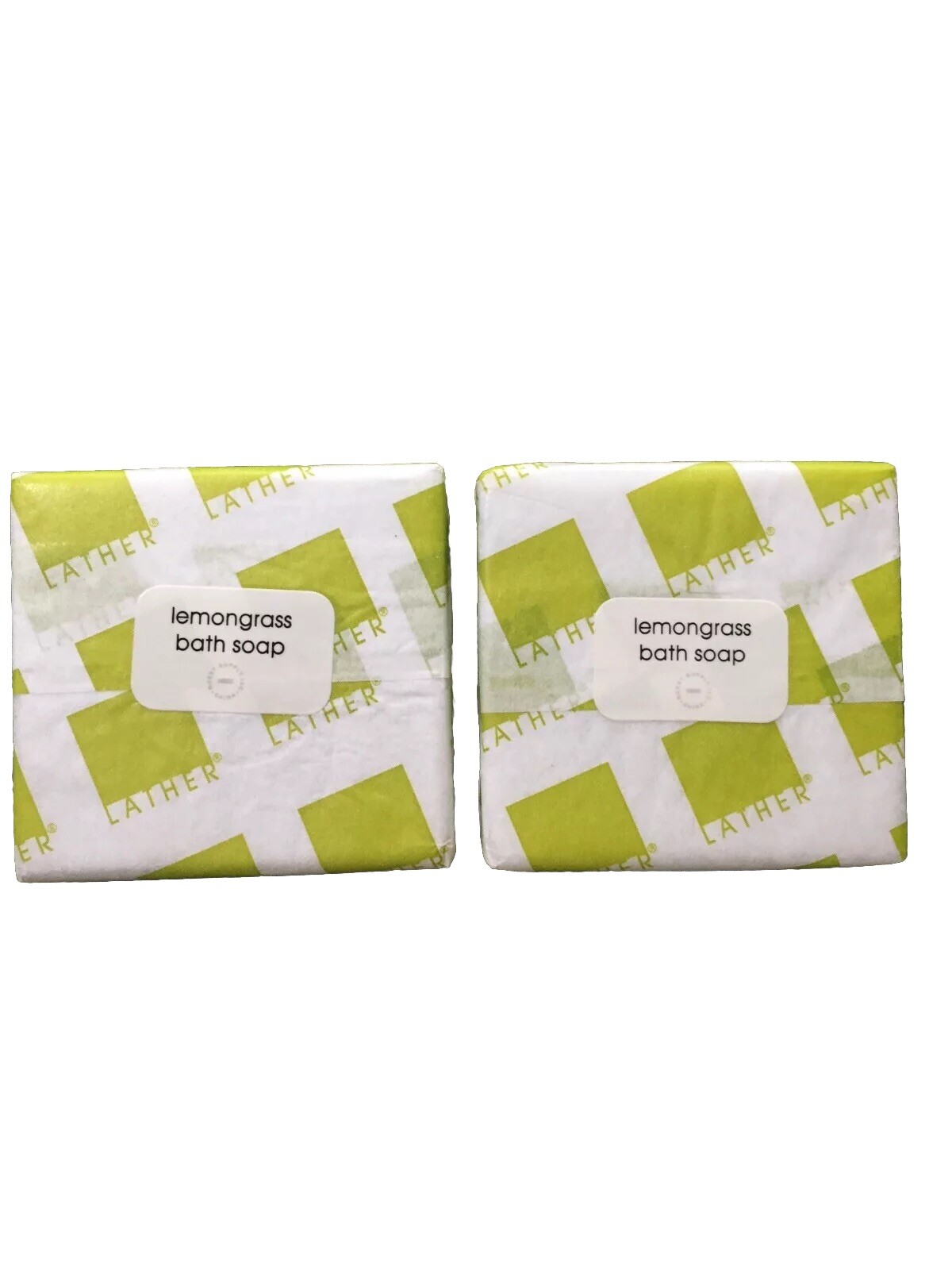 LATHER BRAND LEMONGRASS BATH SOAP (2) 2 OUNCE SQUARE BARS SHIPS TOMORROW