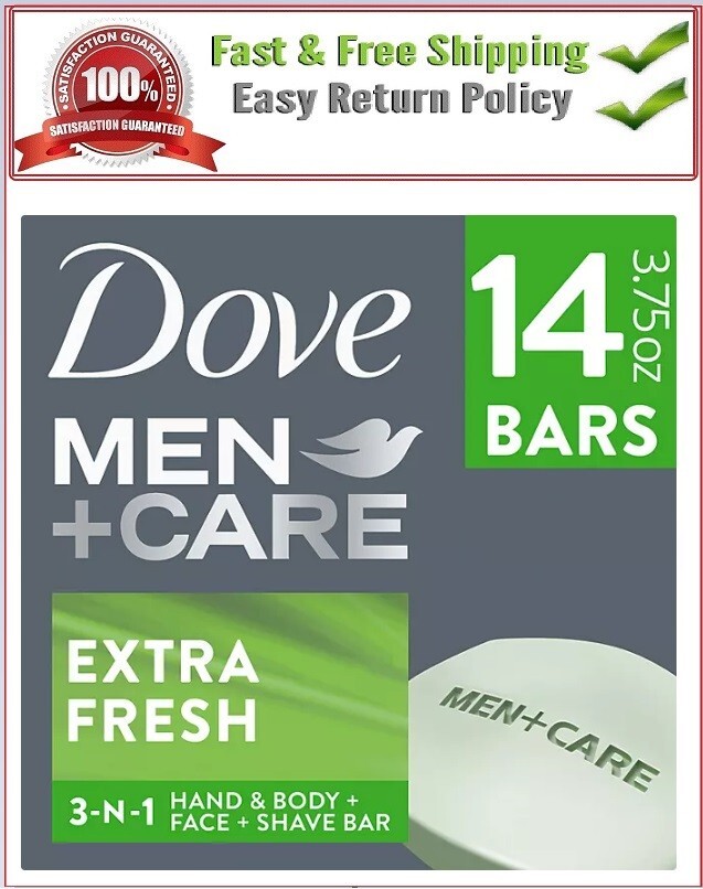 Dove Men+Care Body and Face Bar Soap, Extra Fresh, 3.75 oz., 14 ct.