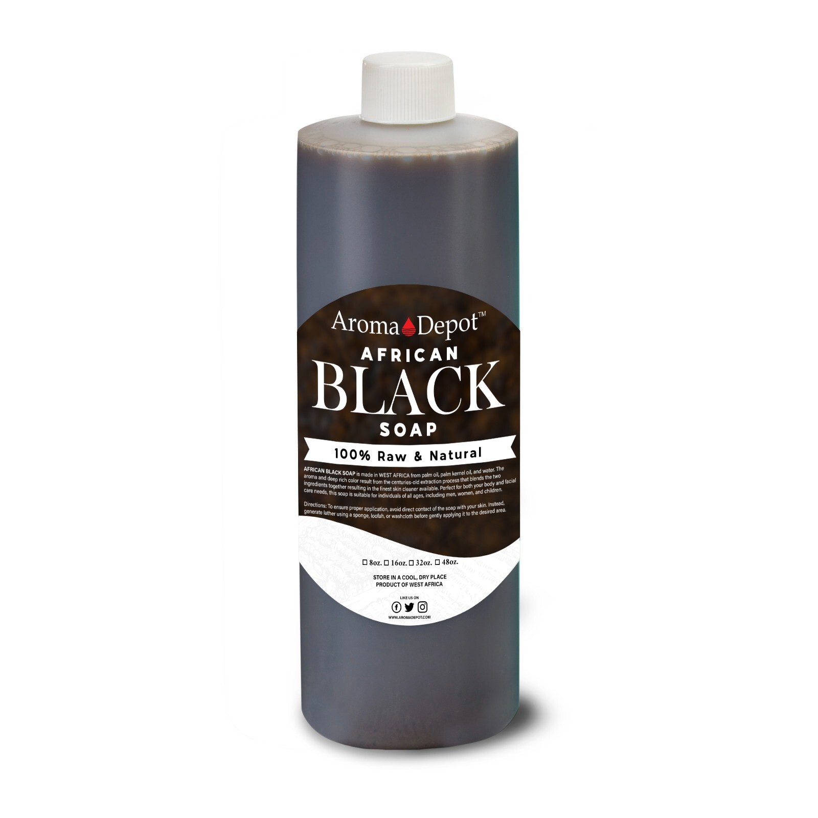 Liquid Black Soap 16 oz. Raw African Soap Natural Wash Face Body Hair Shampoo