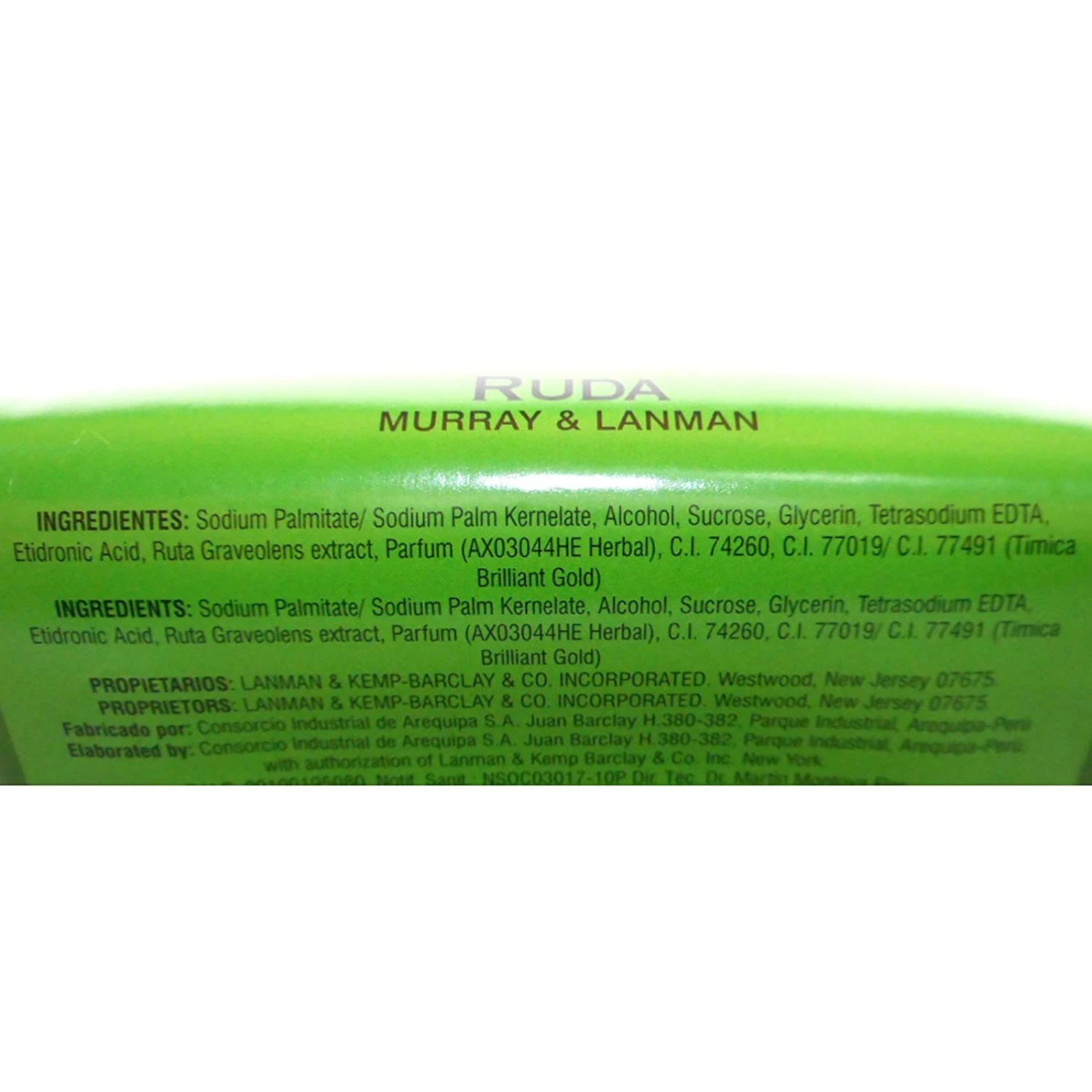 Murray & Lanman Rue Glycerine Soap Bar 3.35 oz Jabon de Ruda Single Bar