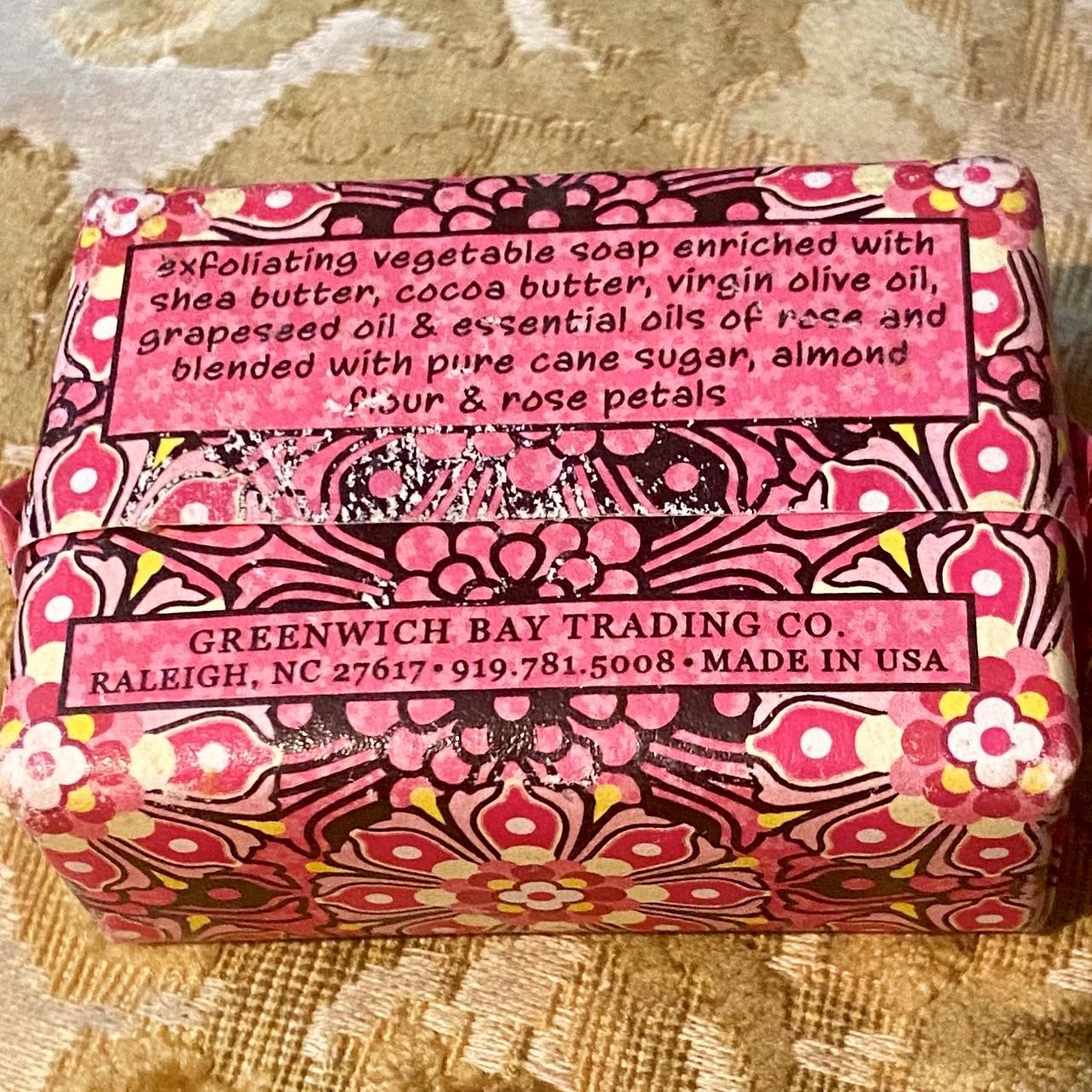 2 Bars Sugar ROSE Shea Butter Soap Greenwich Bay Trading Bee & Flower NIP
