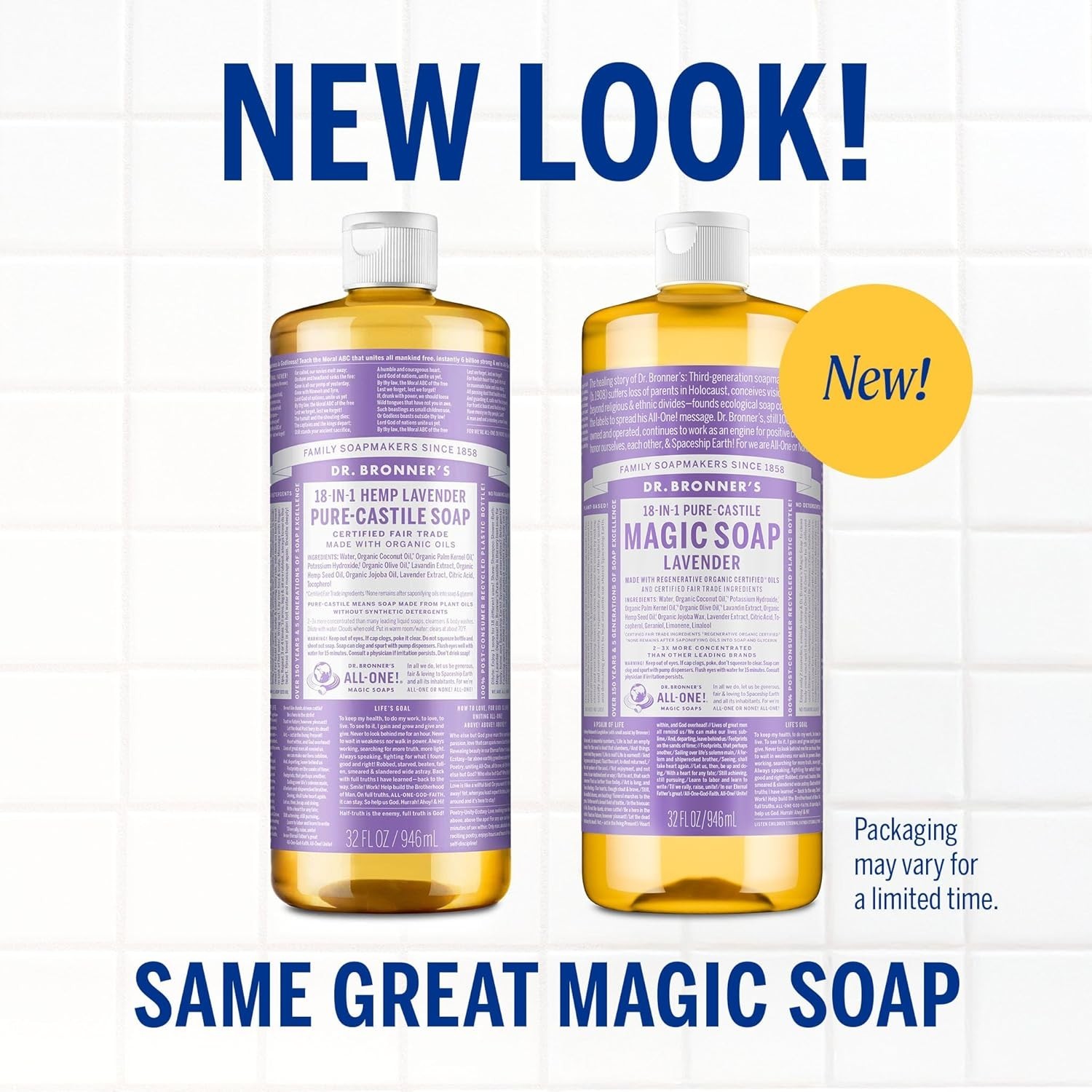 Concentrated Organic Castile Soap, 32 Oz – Lavender Scent, Ideal for Face & Body
