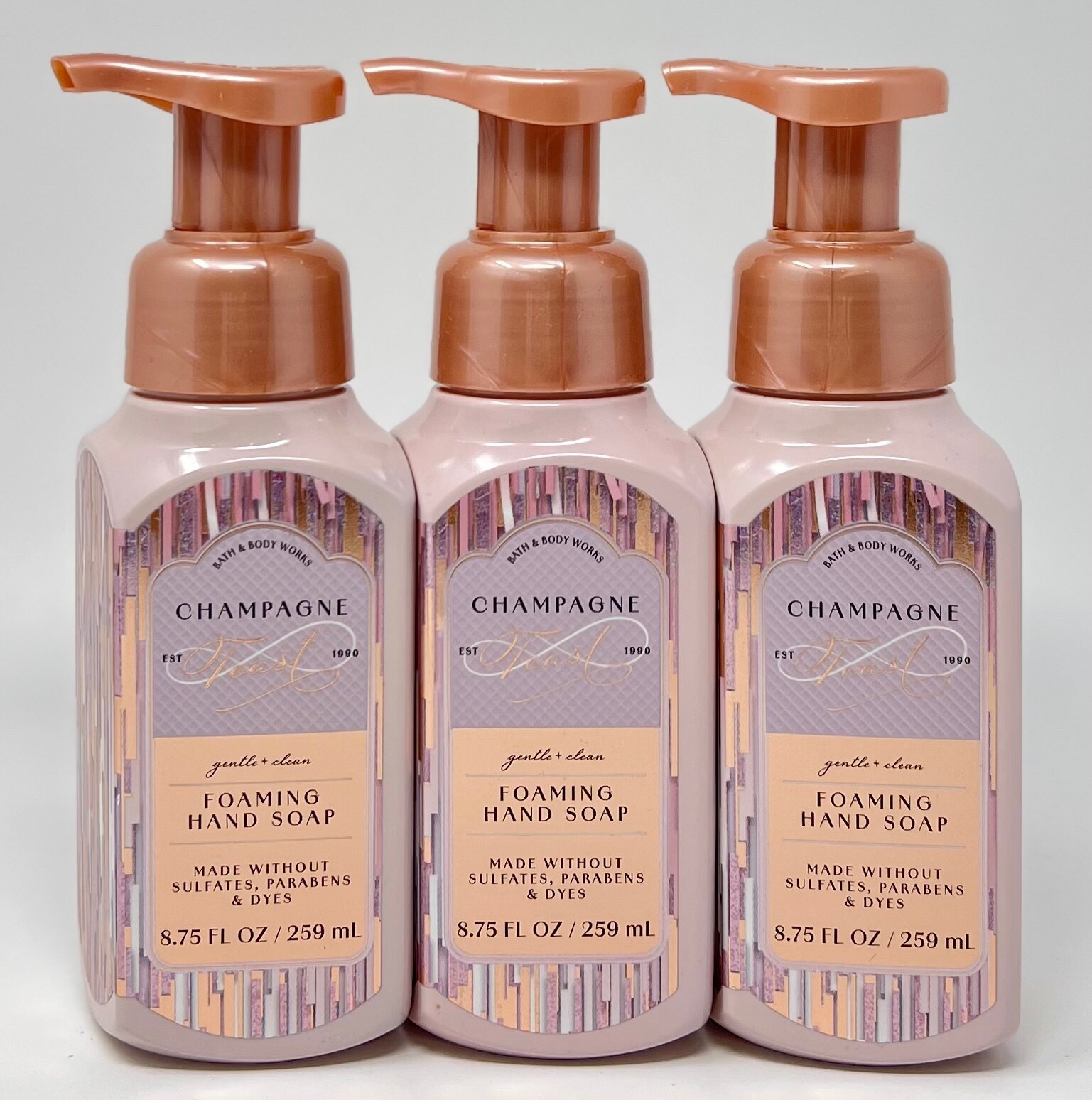 3 NEW BATH & BODY WORKS CHAMPAGNE TOAST GENTLE CLEAN FOAMING HAND SOAP WASH PUMP