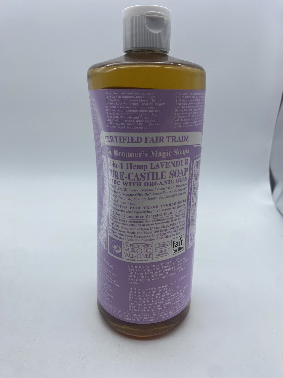 Dr. Bronner’s 18 In 1 Hemp Lavender Pure Castile Soap 32 Fl Oz / 946ml Each