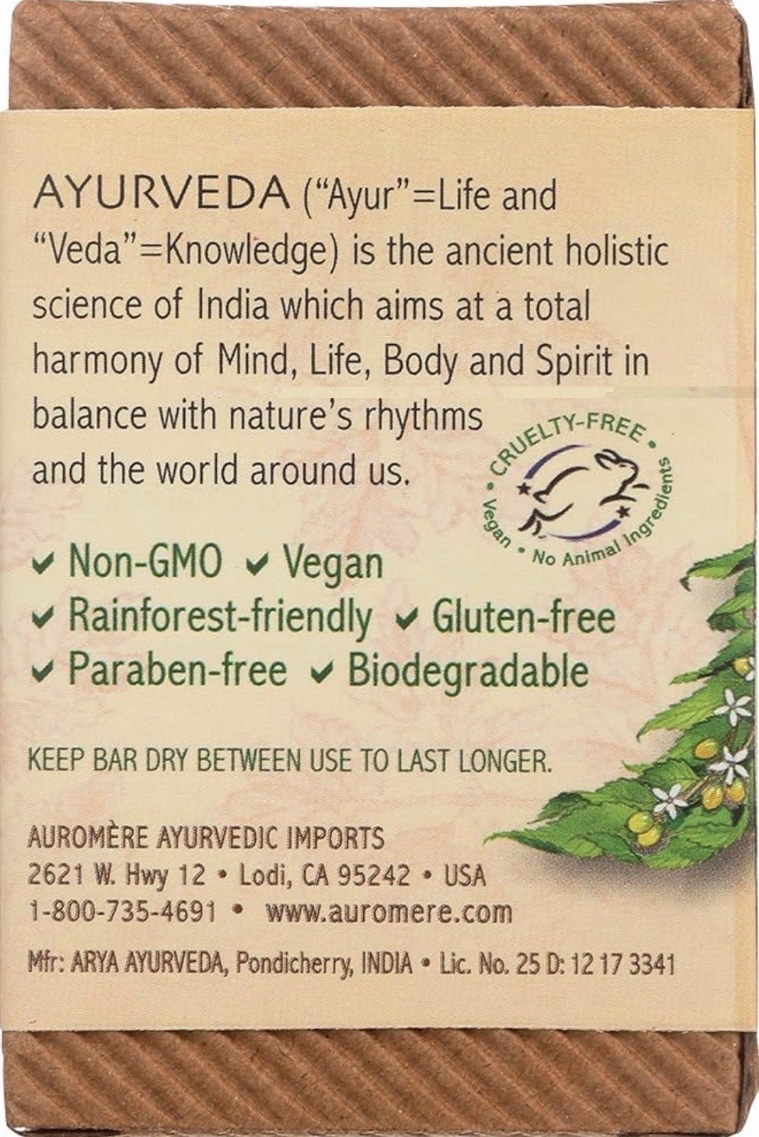 Auromere Ayurvedic Sandal Turmeric Soap 2.75 oz Vegan Neem – 6 Pack