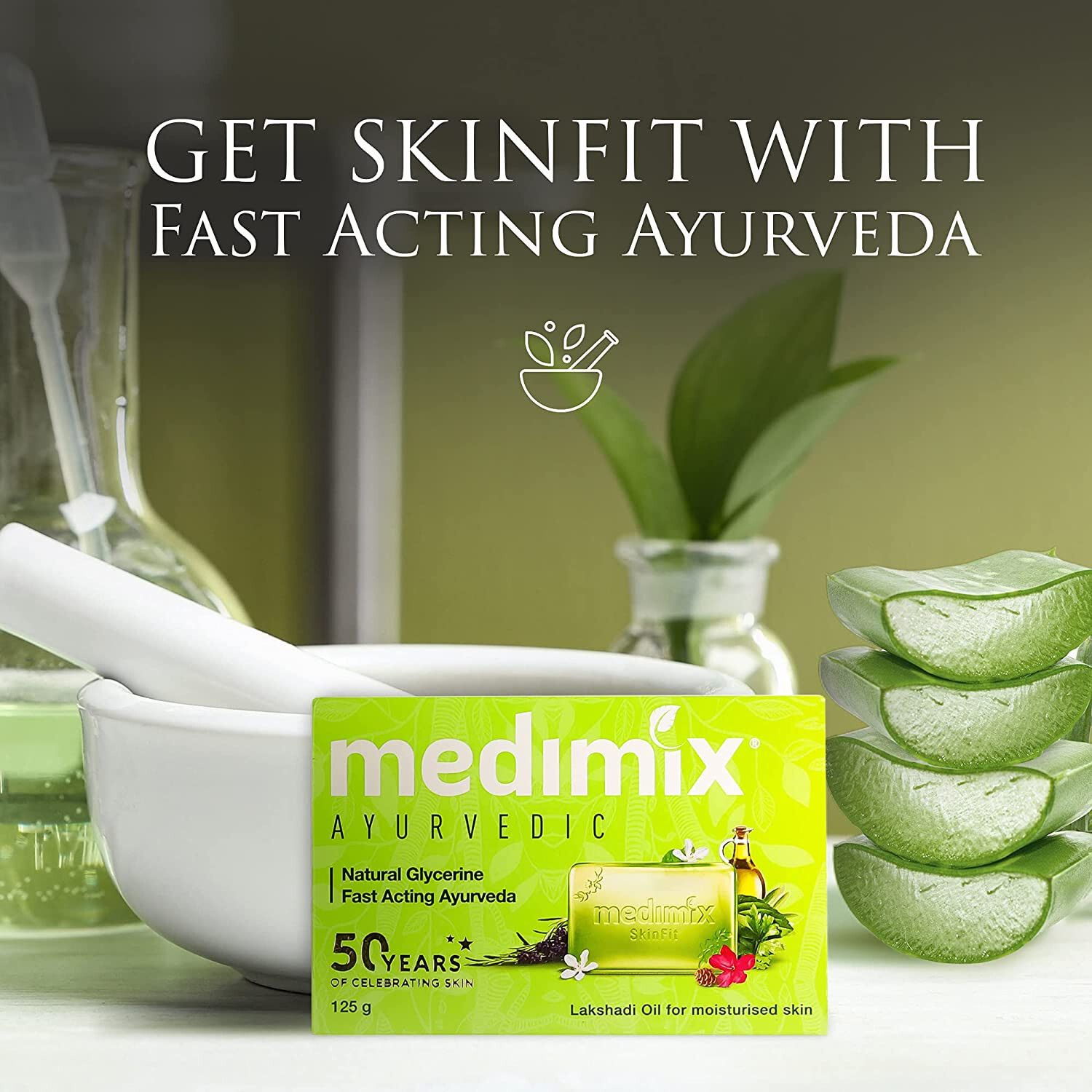 5No. MEDIMIX Ayurvedic 100% Natural Glycerine Bathing Soap Bar -125G -Free Ship