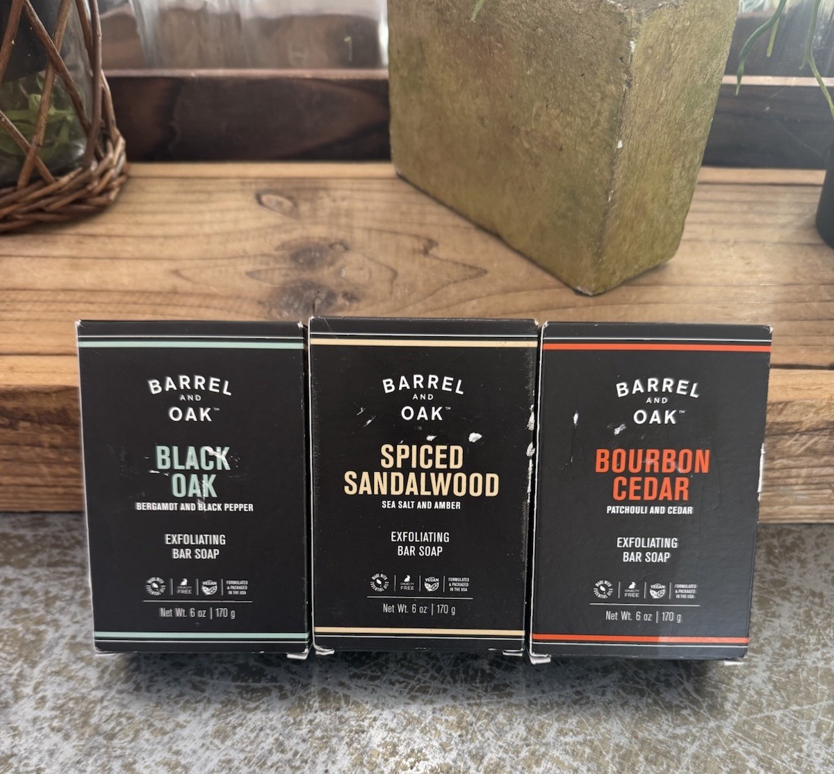 BARREL & OAK EXFOLIATING MEN’S SOAP BARS 3 New
