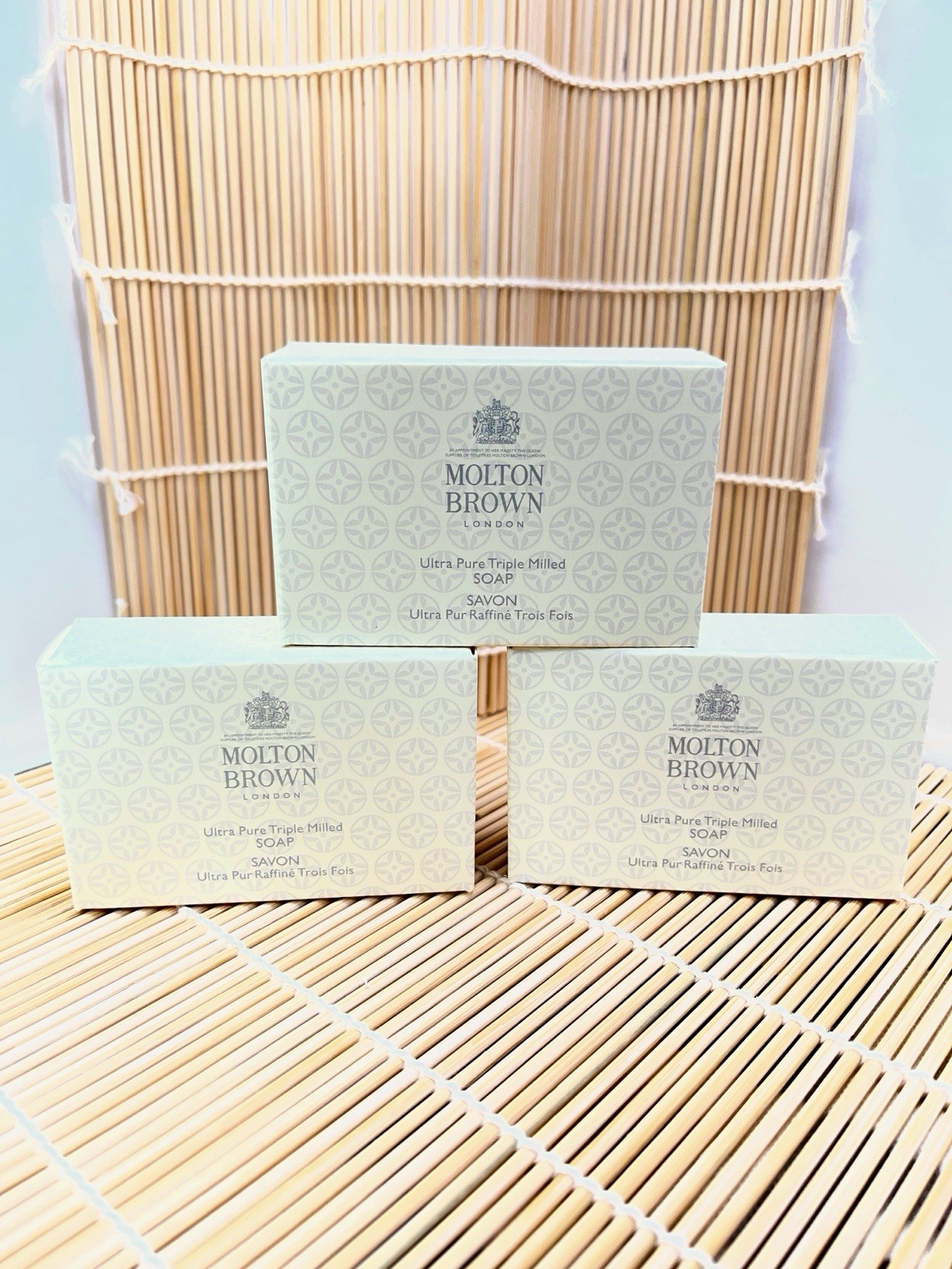 NIB Molton Brown Pure Triple Milled Soap 2.65 OZ. Rich Lather Delicate Scent 3PK