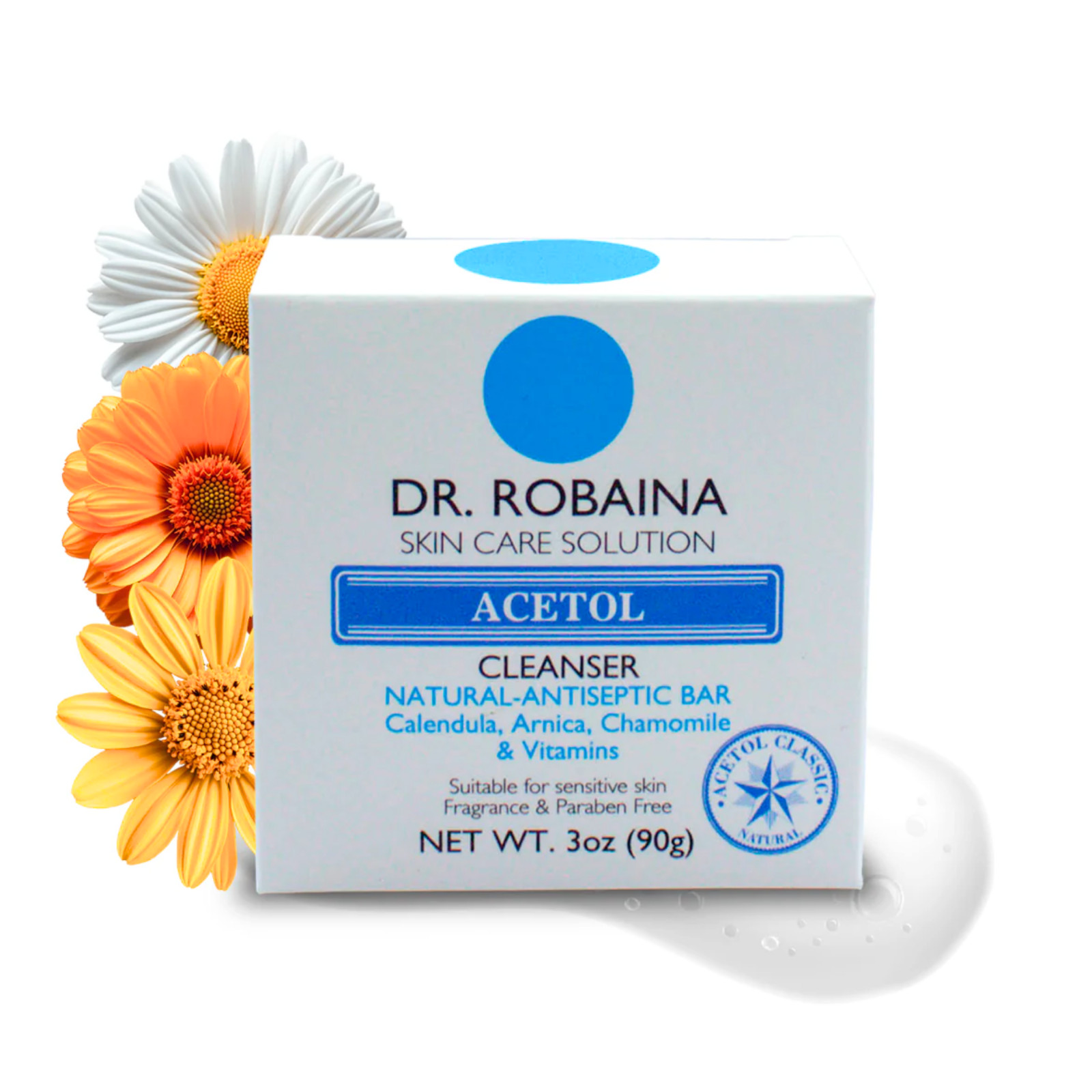 Dr. Robaina Acetol Soap 3oz – Natural-Antiseptic with Calendula & Chamomile
