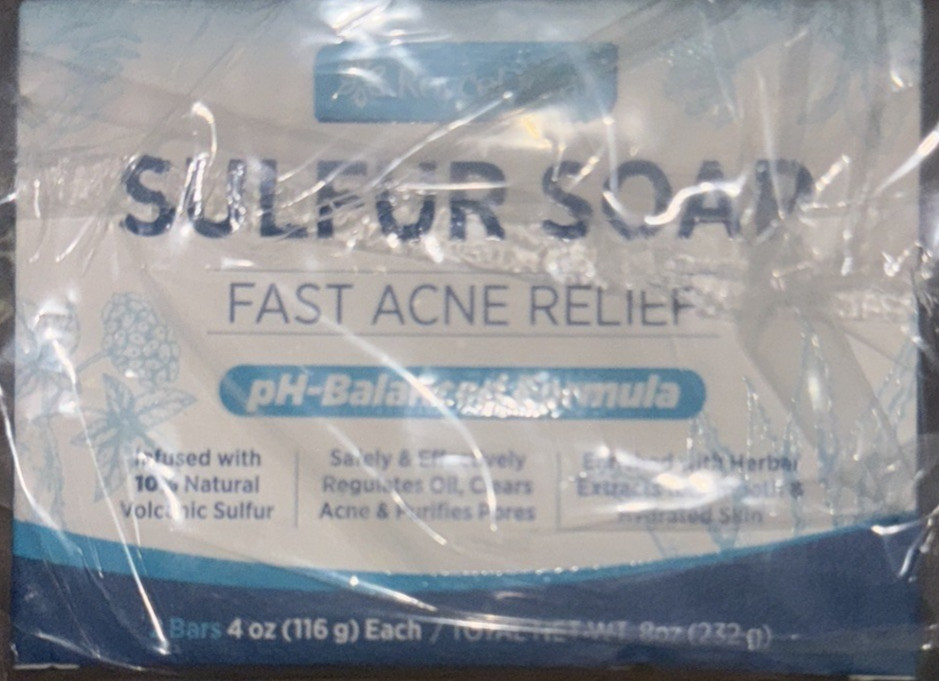 Roycederm Sulfur Soap 10% Volcanic Sulfur Acne Face & Body Wash – 2 Bars, 232g