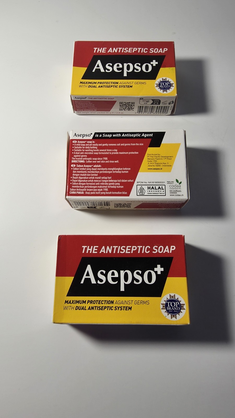 Lot of3-The Antiseptic Soap “ASEPSO+” (2.8OZ) Made In Indonesia