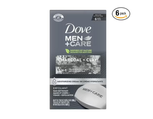 Dove – Men Care Charcoal Clay Bar Soap Bar – 3.75 oz – Pack of 6