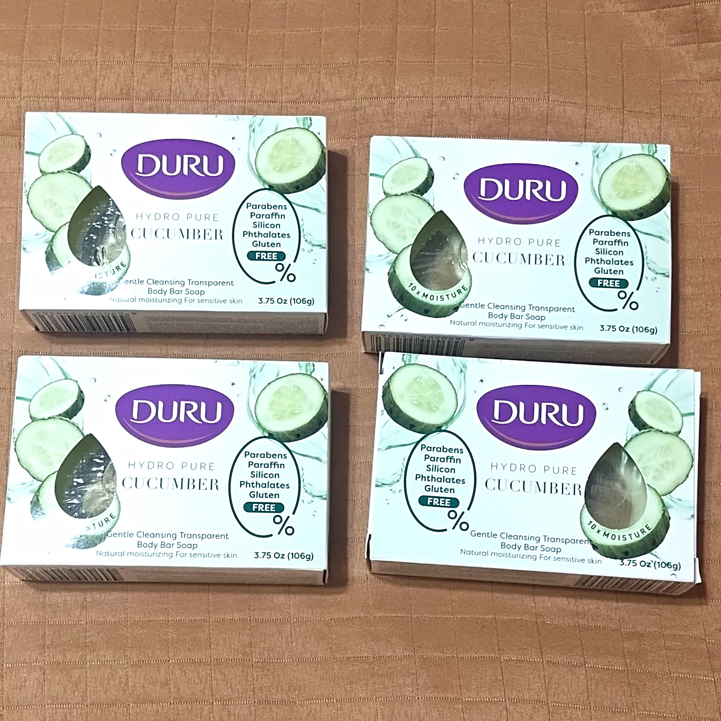 Duru Hydro Pure Cucumber Body Bar Soap Lot of 4 3.75oz