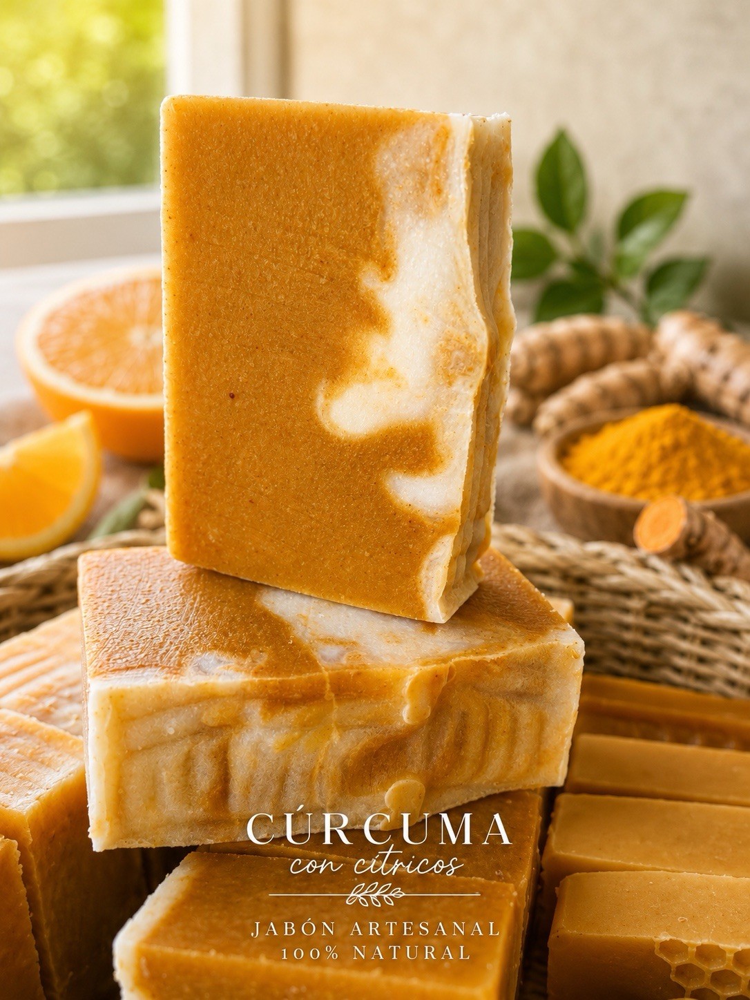 Cúrcuma con cítricos Handmade All Natural Swirl Body Bar Soap, Citrus Scent