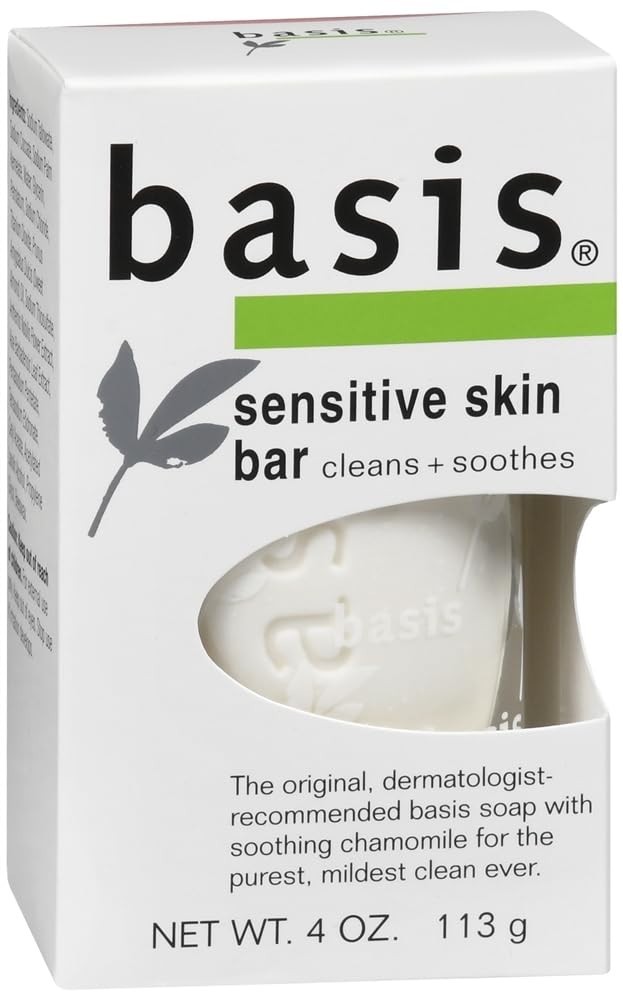 Basis Sensitive Skin Bar Soap for Body Hands Face Cleans +Soothes with Chamomile