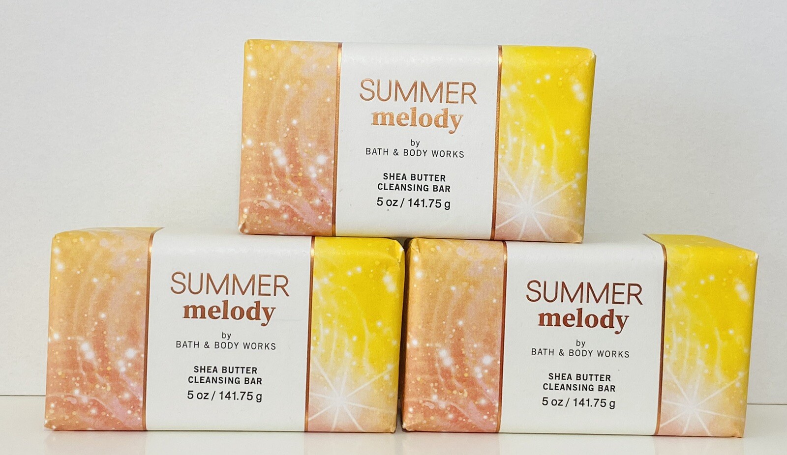 3 Bath & Body Works SUMMER MELODY Shea Butter Cleansing Bar Soap 5 oz ~ 3 Pack