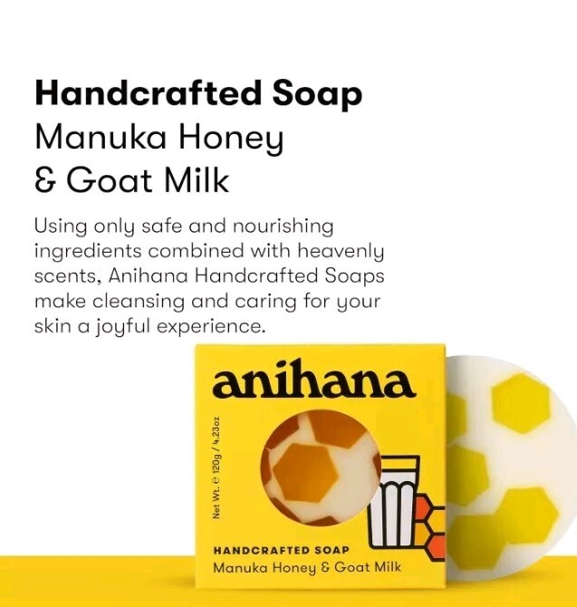 2 Anihana Body Wash Bars Manuka Honey & Goat Milk 4.23 Oz Each