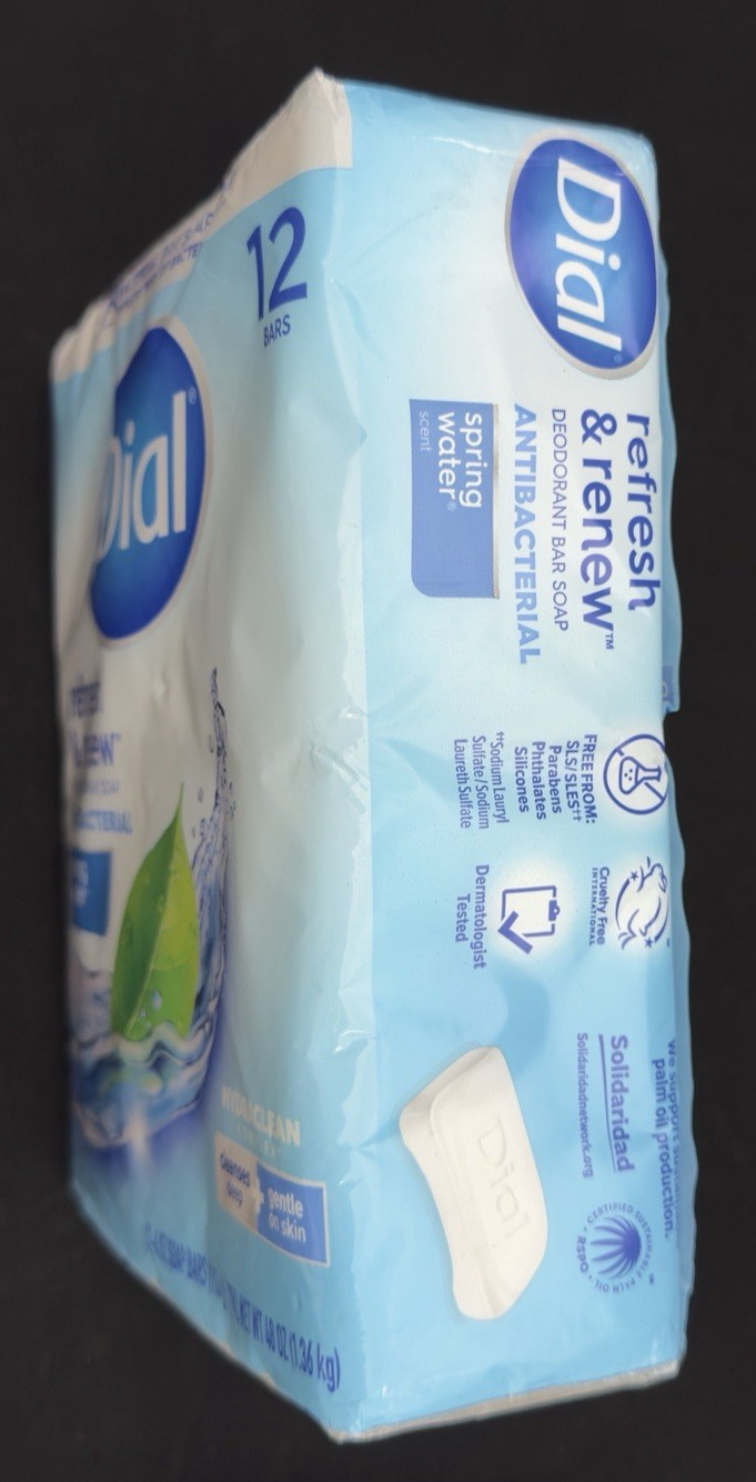 Dial Antibacterial Bar Soap Refresh Renew Moisturized White 4 Oz Pack of 12