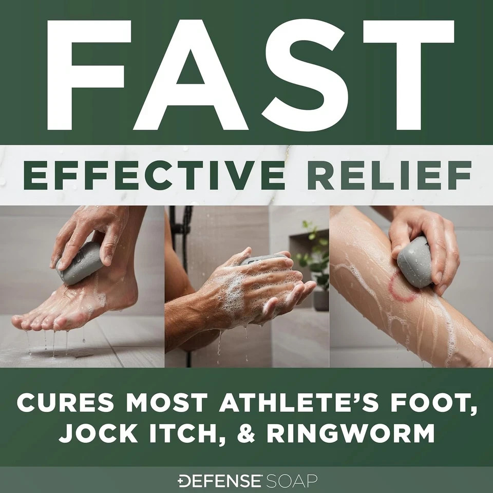 Defense Antifungal Bar Soap | Jock Itch, Ringworm, Athlete’s Foot, Skin Fungus |