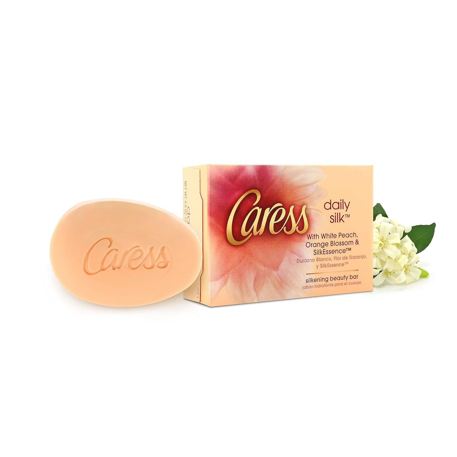 Caress Daily Silk Moisturizing Bar Soap White Peach & Orange Blossom 3.15 oz