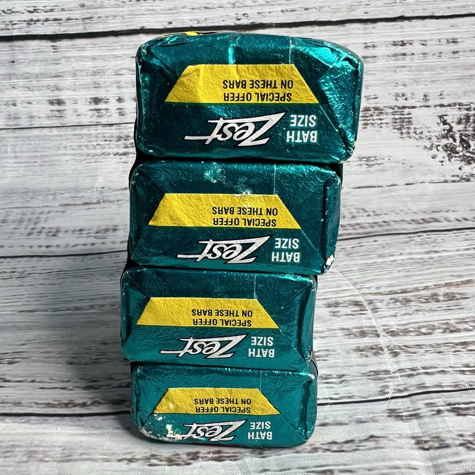 4x Vintage Zest Deodorant Beauty Bar Aqua Foil Wrapper 80s Movie Prop 5.5oz