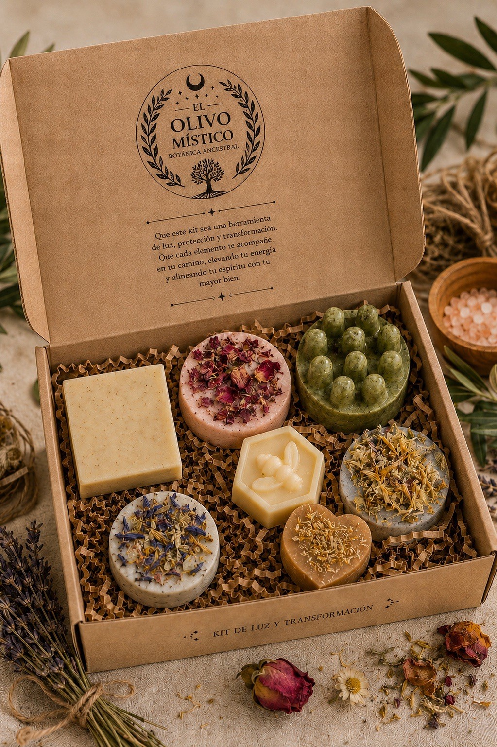 El Olivo Místico Handmade Assorted Soap Set Multipack Lavender Rose Floral