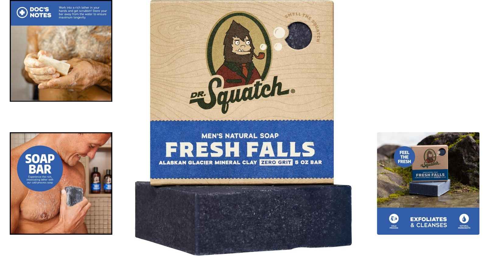 Eco-Friendly Men’s Bar Soap with Coconut Oil & Shea Butter – 5 oz Fresh Falls