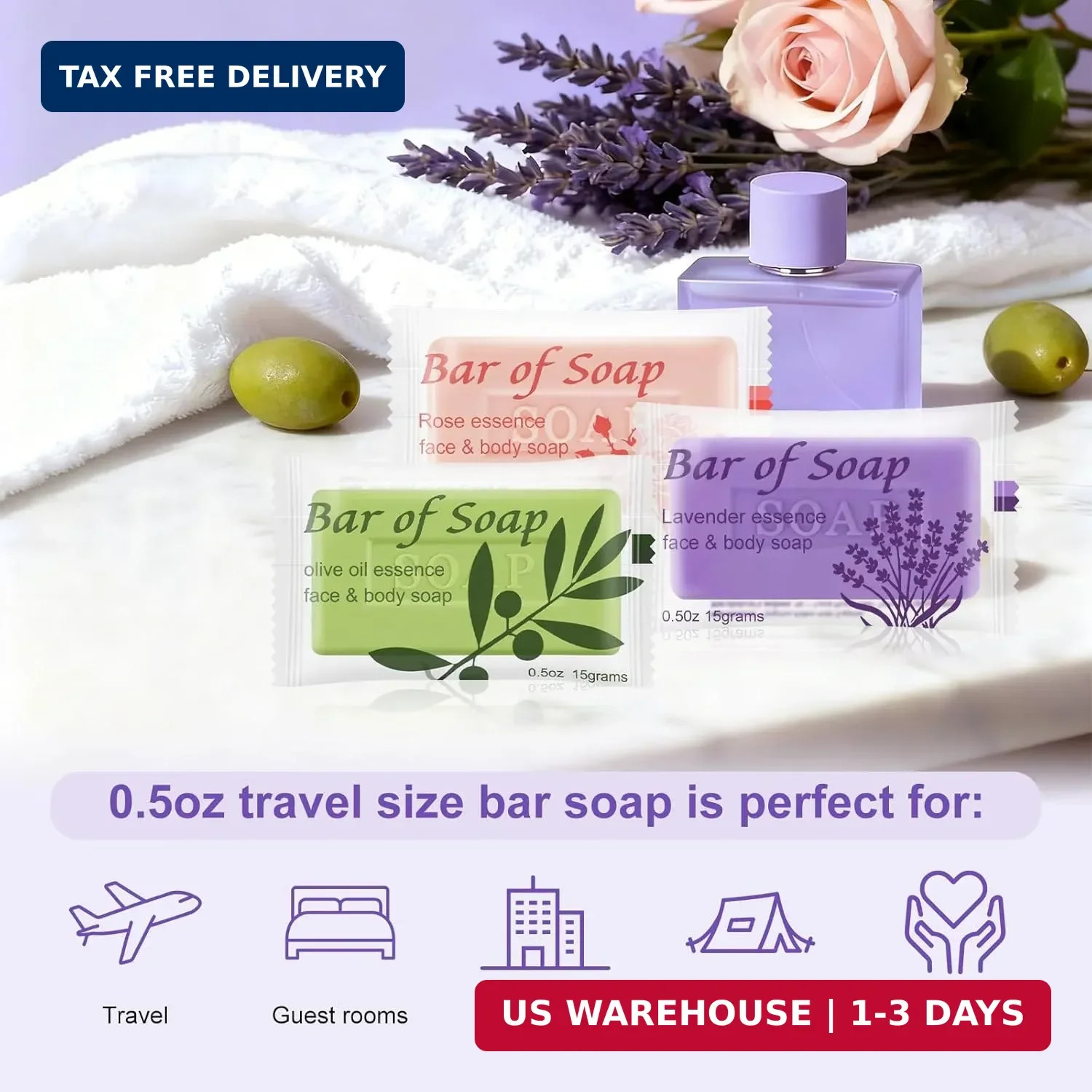 Bulk Bar Soap Travel Mini Soap Bars Bulk 0.5 oz,Guest Soaps Small for Bathroom,