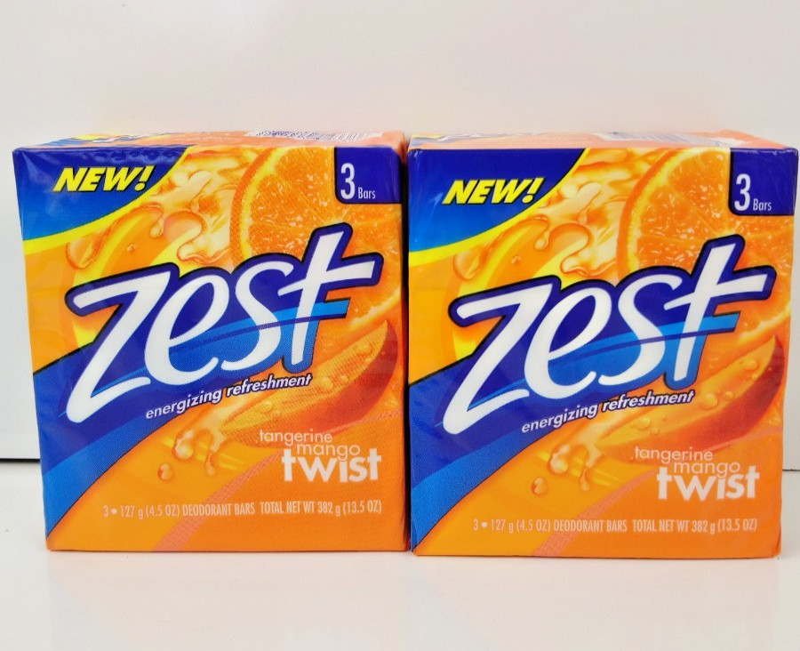 NEW 6 Full Size 4.5oz Bar Zest Tangerine Mango Twist Deodorant Soap Discontinued