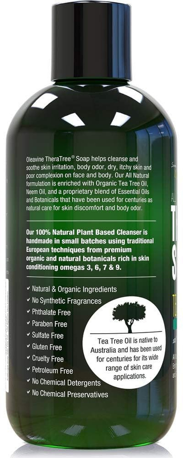 Theratree Tea Tree Oil Soap with Neem Oil – 12Oz – Helps Skin Irritation, Body