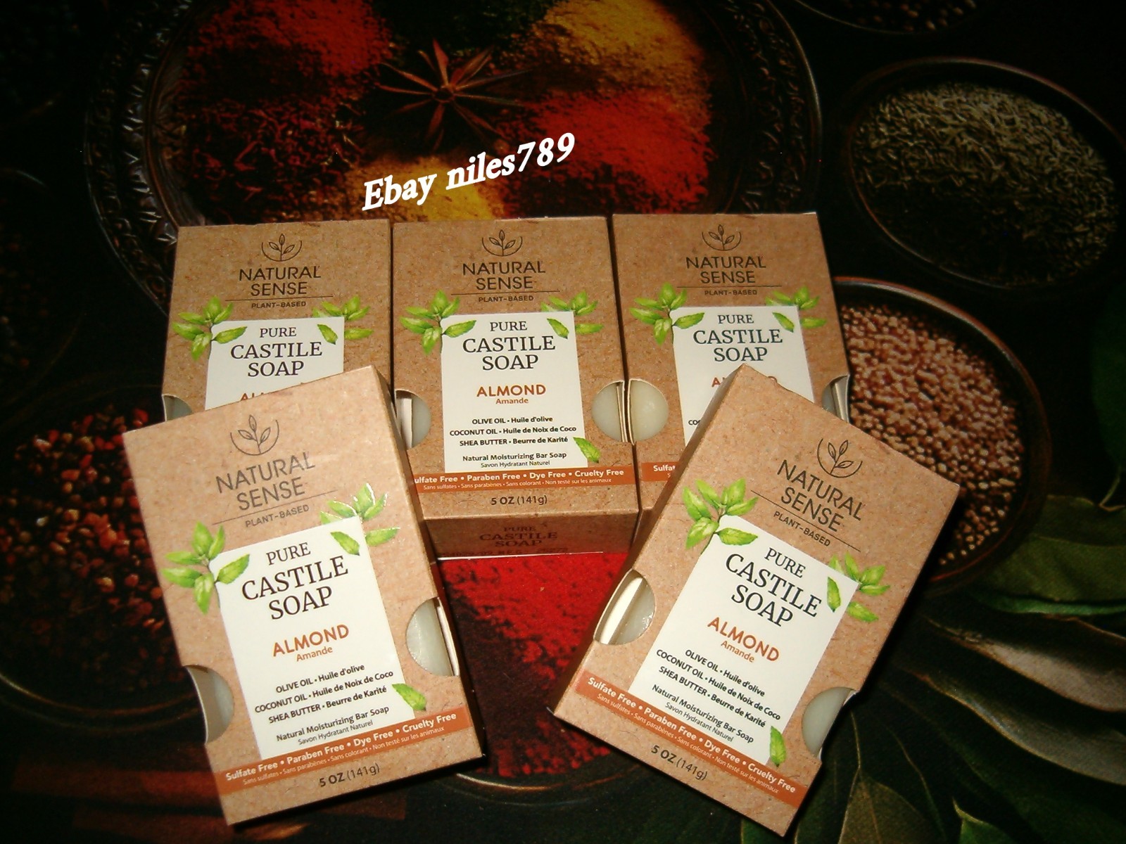 5X Natural Sense Pure Castile Soap Almond 5oz Plant Based Bar Soap Shea Olive