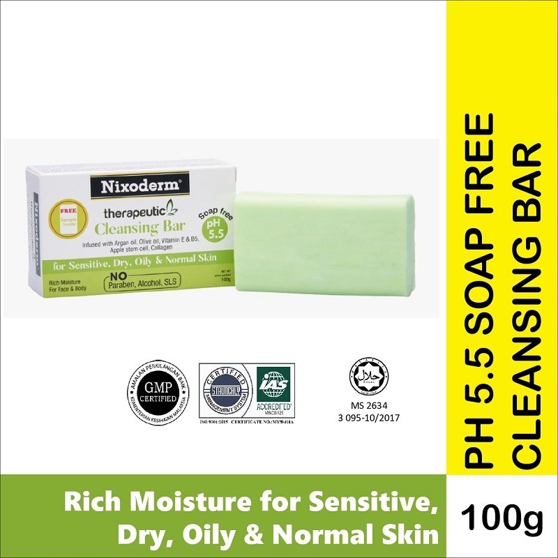 Nixoderm Therapeutic pH 5.5 Soap Cleansing Bar 100g – 2 Pieces