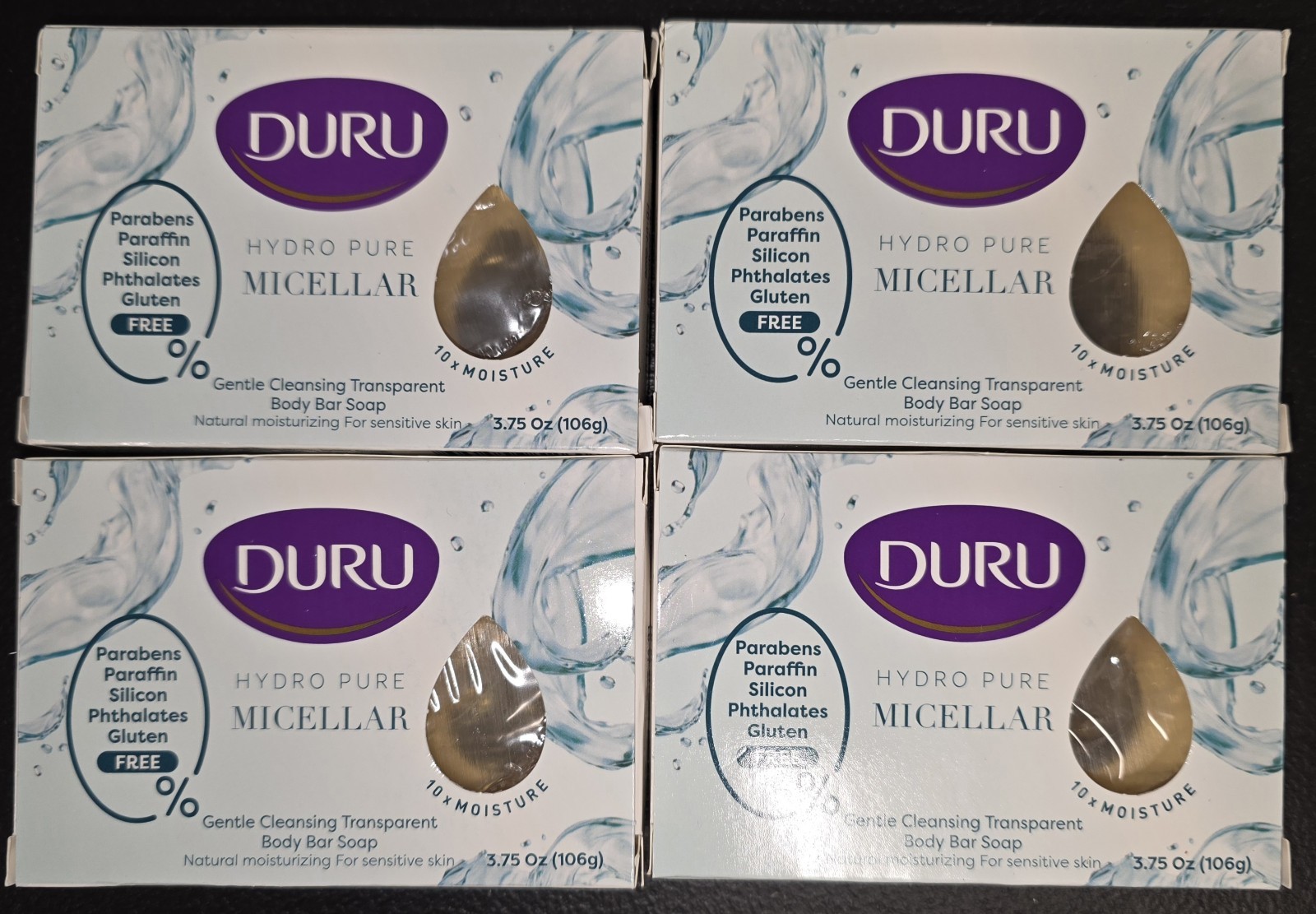 Lot Of 4 Duru Hydro Pure Micellar Gentle Cleansing Body Bar Soap 3.75 oz 07/2028