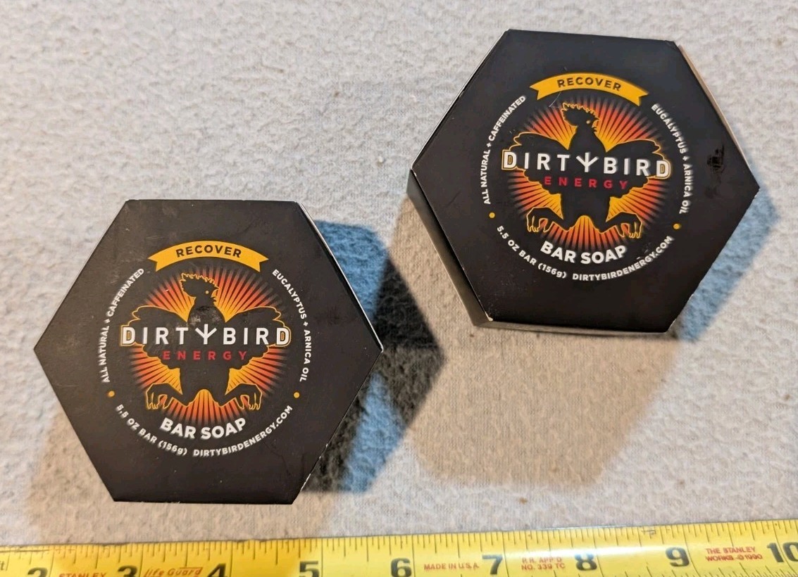2 Pack Dirty Bird All Natural Eucalyptus Arnica Oil Caffeinated Soap 5.5 oz Bars